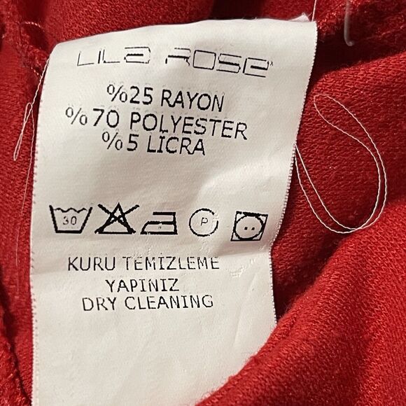 Lila Rose A Line Shift Dress Womens Size 5.5 Red Cap Sleeve Round Neck Front Zip - Picture 9 of 9